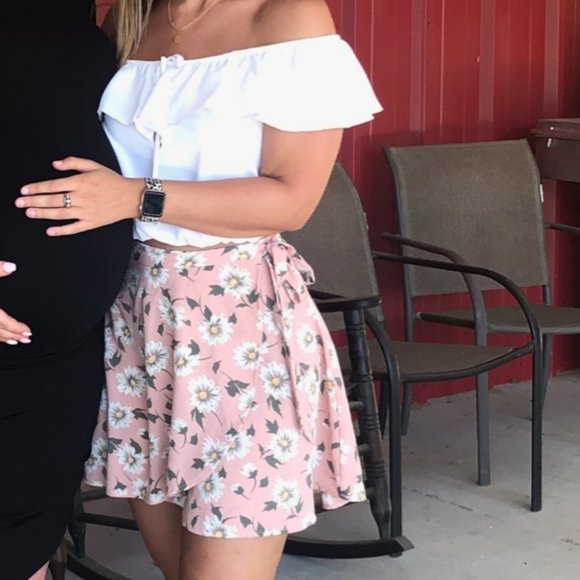 Show Me Your MuMu Dresses & Skirts - Show Me Your Mumu Pink Daisy Wrap Skirt